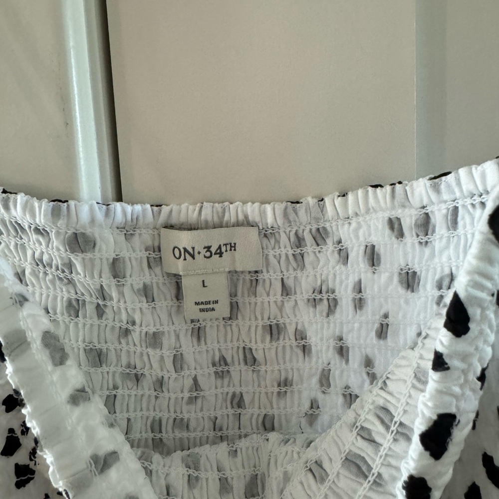 NEW On 34th White Black Spotted Bubble Hem Dress Large - Picture 4 of 5